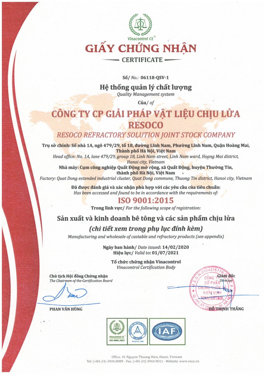 Quality Certification ISO 9001:2015